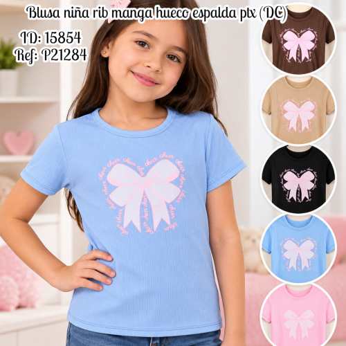 Blusa niña rib manga hueco espalda ptx al por mayor