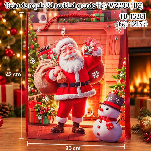 Bolsa de regalo 3d navidad grande al por mayor – Ref. W2299