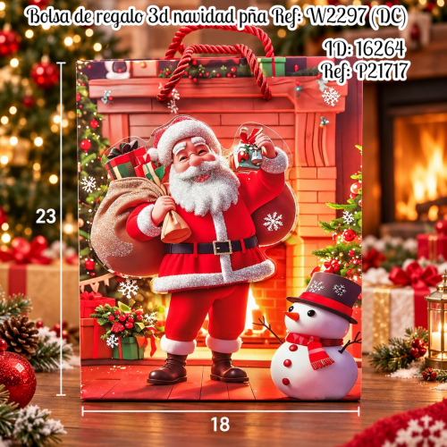 Bolsa de regalo 3d navidad pña al por mayor – Ref. W2297