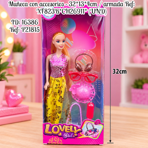 Muñeca con accesorios - 32*13*4cm / armada Ref: XF823B*CH26911* (UND)