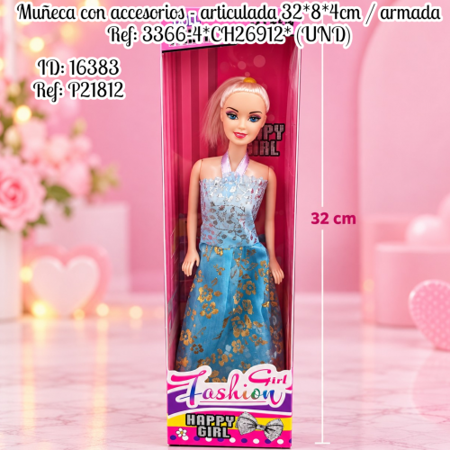Muñeca con accesorios - articulada 32*8*4cm / armada Ref: 3366-4*CH26912* (UND)