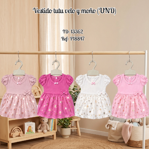 Vestido tutu perla y moño (UND)