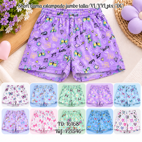 Short dama estampado jumbo talla:XL-XXL ptx al por mayor