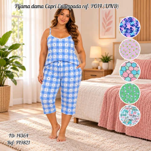 Pijama dama Capri Estampada al por mayor – Ref. P014