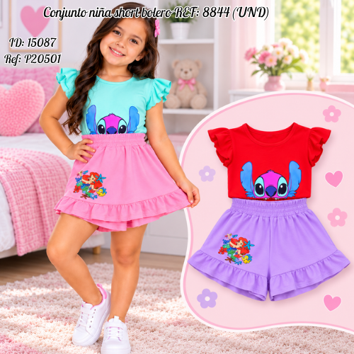 Conjunto niña short bolero al por mayor – Ref. 8844