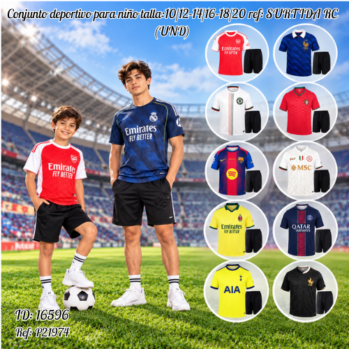 Conjunto deportivo para niño talla:10/12-14/16-18/20 al por mayor – Ref. SURTIDA RC