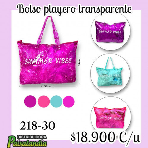 Bolso playero transparente colores Summer VEBES 218-30 (UND)