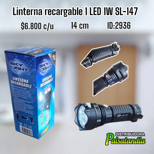 Linterna recargable 1 LED 1W SL-147 (UND)