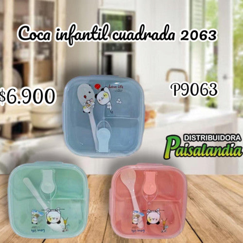 Coca infantil cuadrada motivos variados colores surtidos 2035-1 (UND)