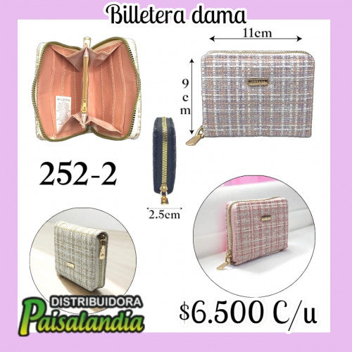Billetera dama un cierre rayas colores surtidos 252-2 (UND)