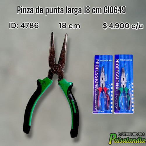 Pinza de punta larga 18 cm GI0649 (UND)