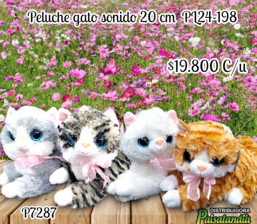 Peluche gato sonido 20 cm  PL24-198