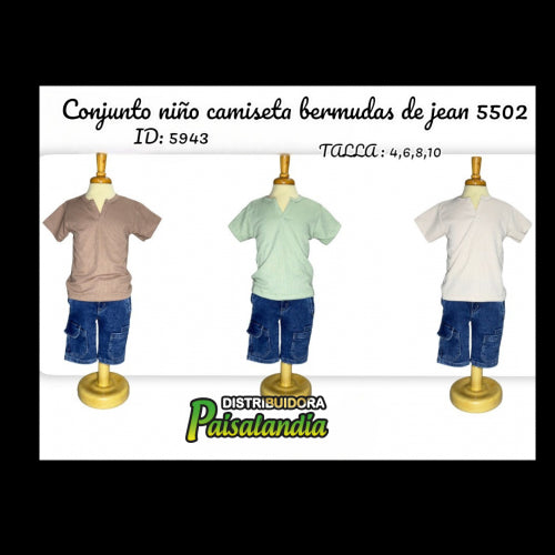 Conjunto niño camiseta bermudas de jean 5502 (UND)