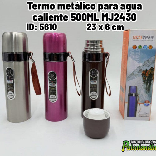 Termo metálico para agua caliento 500ML MJ2430 (UND)