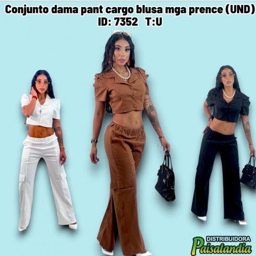 Conjunto dama pant cargo blusa mga prence (UND)