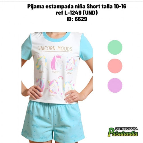 Pijama estampada niña Short talla 10-16 ref L-1249 (UND)