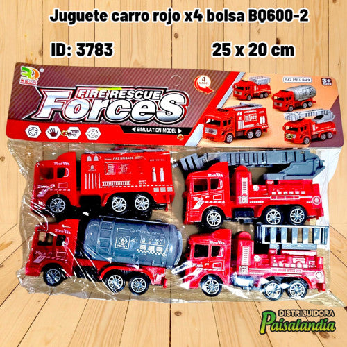 Juguete carro rojo x4 bolsa BQ600-2 (UND)