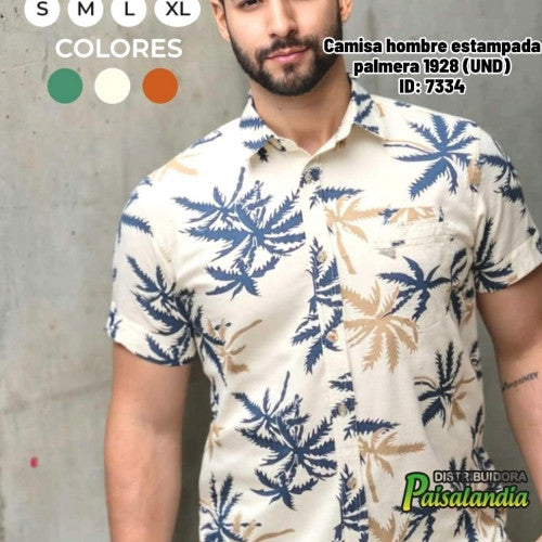 Camisa hombre estampada palmera 1928 (UND)