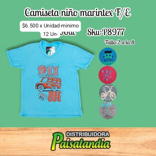 camiseta niño marintex talla 2 a la 8 fondo entero (DC)