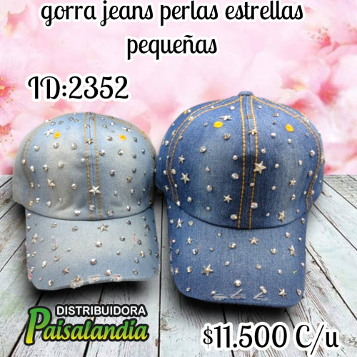 Gorra jeans perlas estrellas pequeñas PL24-1356 (UND)