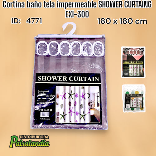 Cortina baño tela impermeable SHOWER CURTAING EXI-300 (UND)
