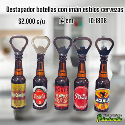 Destapador botellas con imán estilos cervezas (UND)