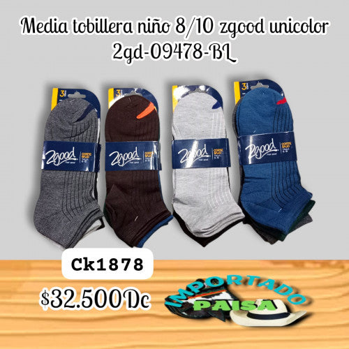 Media tobillera niño 8-10 Zgood unicolor 2GD-09478-BL