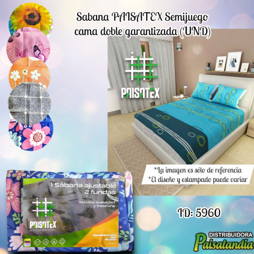 Sabana PAISATEX semijuego cama doble estampada (UND)