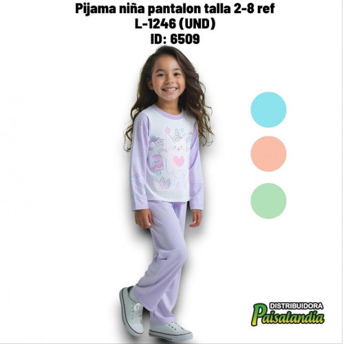 Pijama niña pantalon talla 2-8 ref L-1246 (UND)