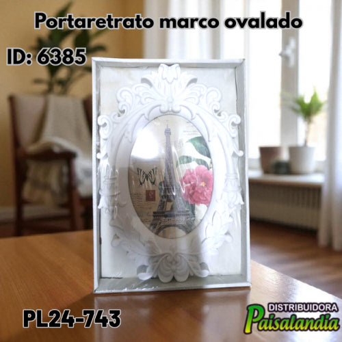 Portaretrato marco ovalado bordado PL24-743 29x20 cm (UND)