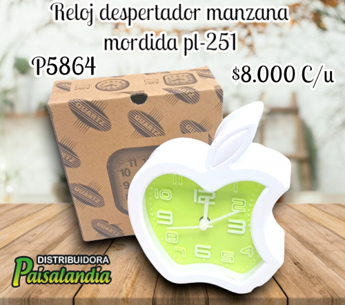 Reloj despertador manzana mordida pl-251