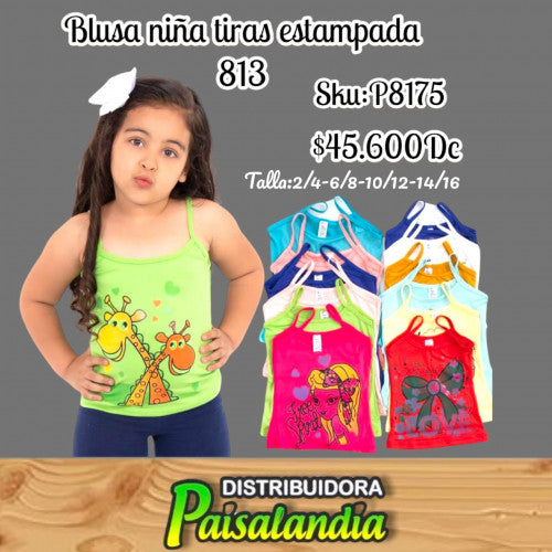 Blusa de niña tiras estampada