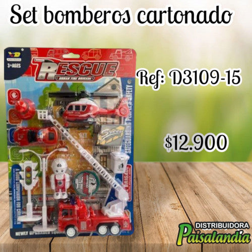 Juguete set bomberos encartonado D3109-15-LOC (UND)