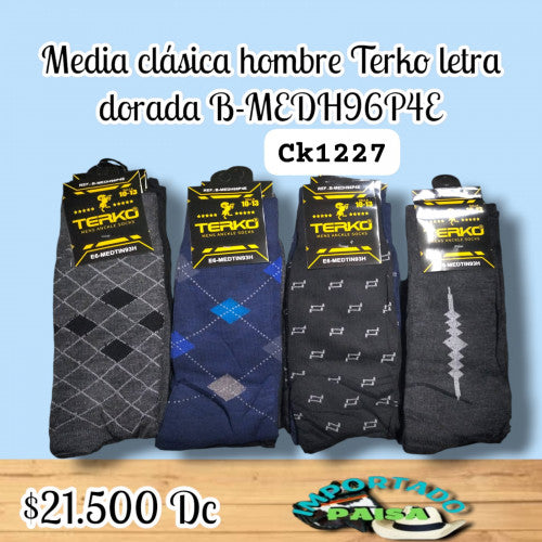 Media Clasica Hombre Terko Letra Dorada B-MEDH96P4E