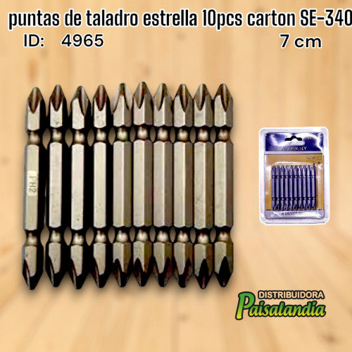 puntas de taladro estrella 10pcs carton SE-340 (UND)