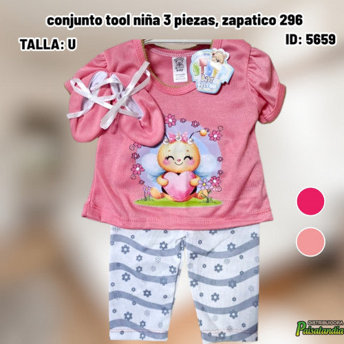 conjunto tool niña 3 piezas, zapatico 296 (UND)