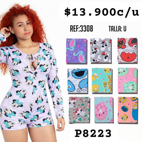 Enterizo dama estampado manga larga 3308 (UND)