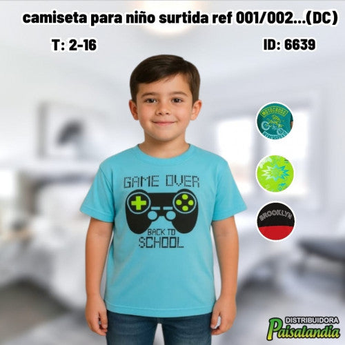 camiseta para niño surtida ref 001/002...(DC)