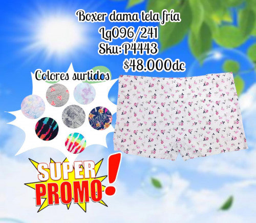 Bóxer dama tela fria estampada lq096/241