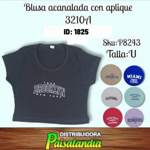 Blusa acanalada con aplique 3210A (UND) NETO