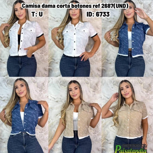 Camisa dama corta botones ref 2687(UND)