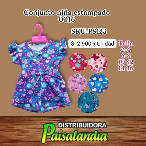 Conjunto estampado short y blusa niña 0016 (UND)