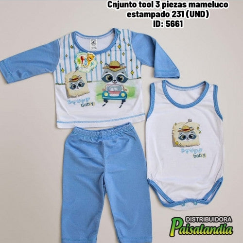 conjunto tool 3 piezas mameluco estampado 231 (UND)