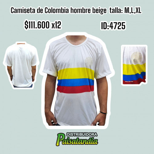 Camiseta de colombia hombre beige surtida en talla (DC)