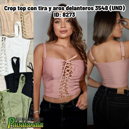 Crop top con tira y aros delanteros 3548 (UND)