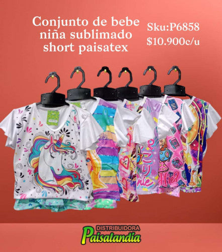 Conjunto de bebe niña sublimado short paisatex