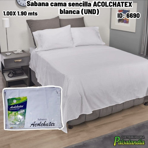 Sabana cama sencilla ACOLCHATEX blanca (UND)