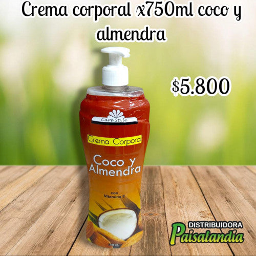 Crema corporal 750 ml coco y almendra (UND)