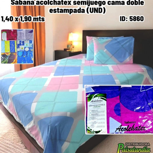 Sabana acolchatex semijuego cama doble estampada (UND)