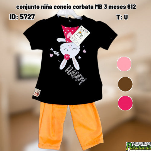 conjunto niña conejo corbata MB 3 meses 612 (UND)